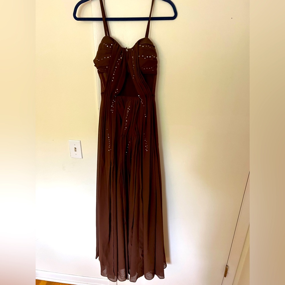 Homecoming or formal maxi dress - brown.